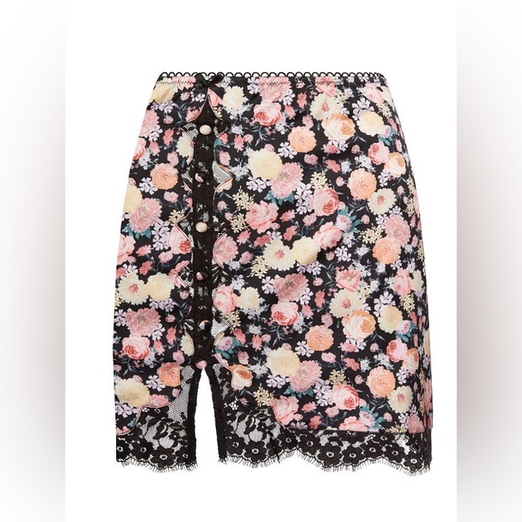 NWT For Love and Lemons Black Floral Gardenia Skirt - size Medium - Picture 3 of 4